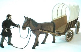 Pferd, mit Pferdewagen, 1zu12